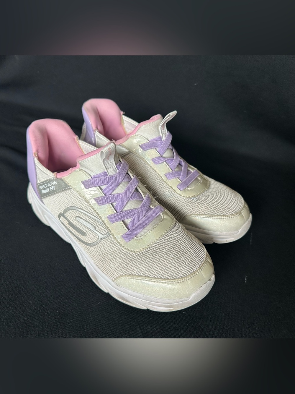 Skechers Kids Swift Fit Women's white Lavender Athletic Slip inn Sneakers 4